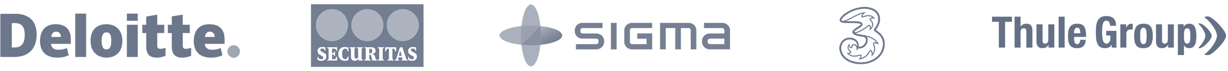 vScope referenslogotyper vScope referenser - Deloitte Securitas Sigma Tre Hi3G Thule Group