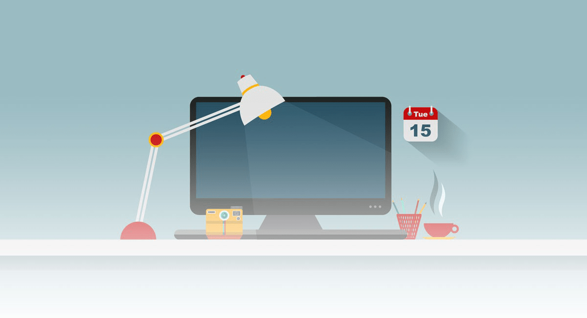 Illustration of a laptop on a desk