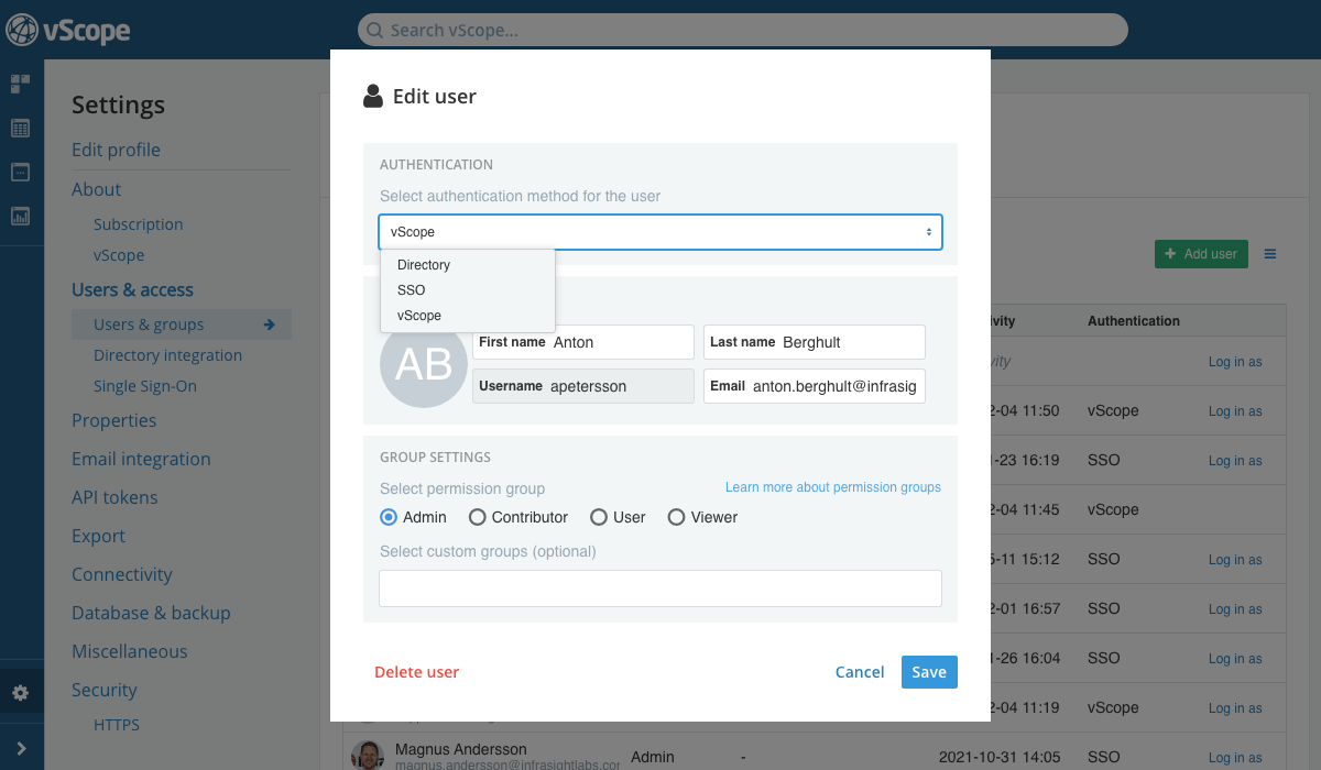 Selecting authentication method for the user