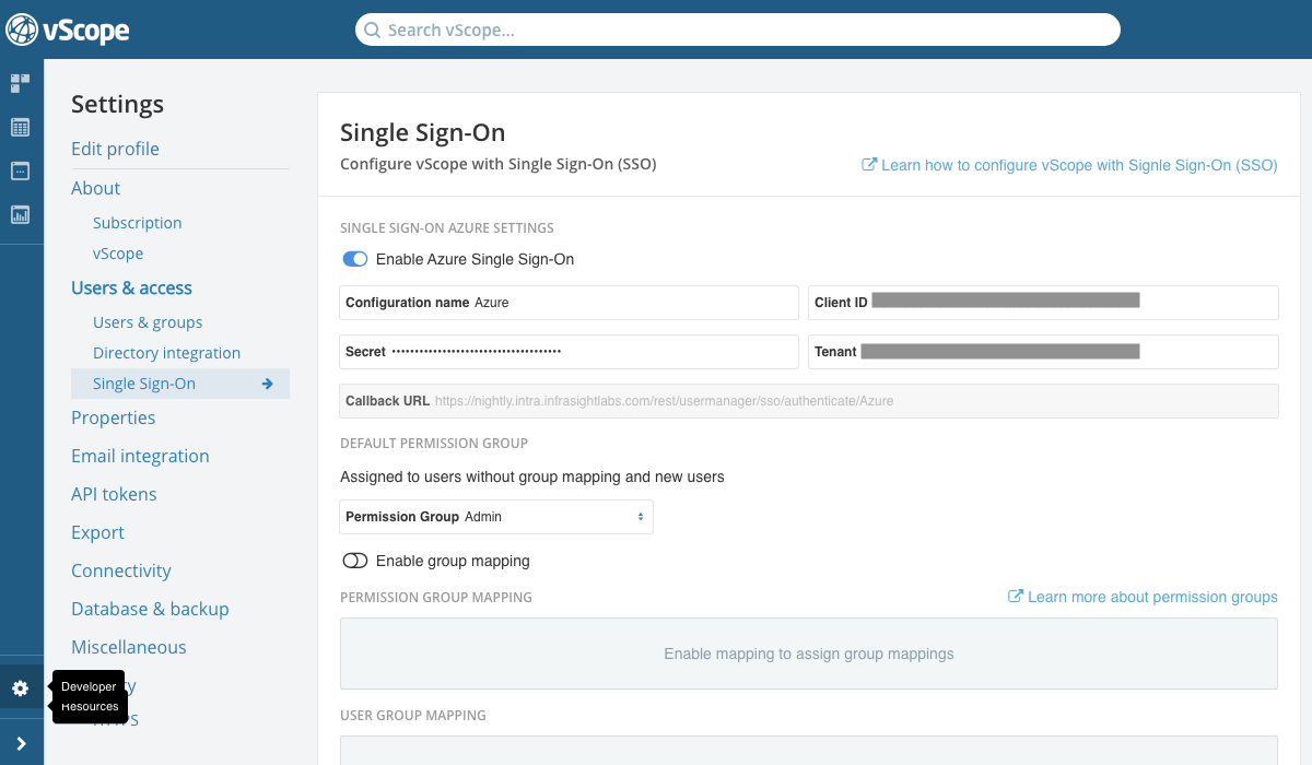 How to enable Azure SSO
