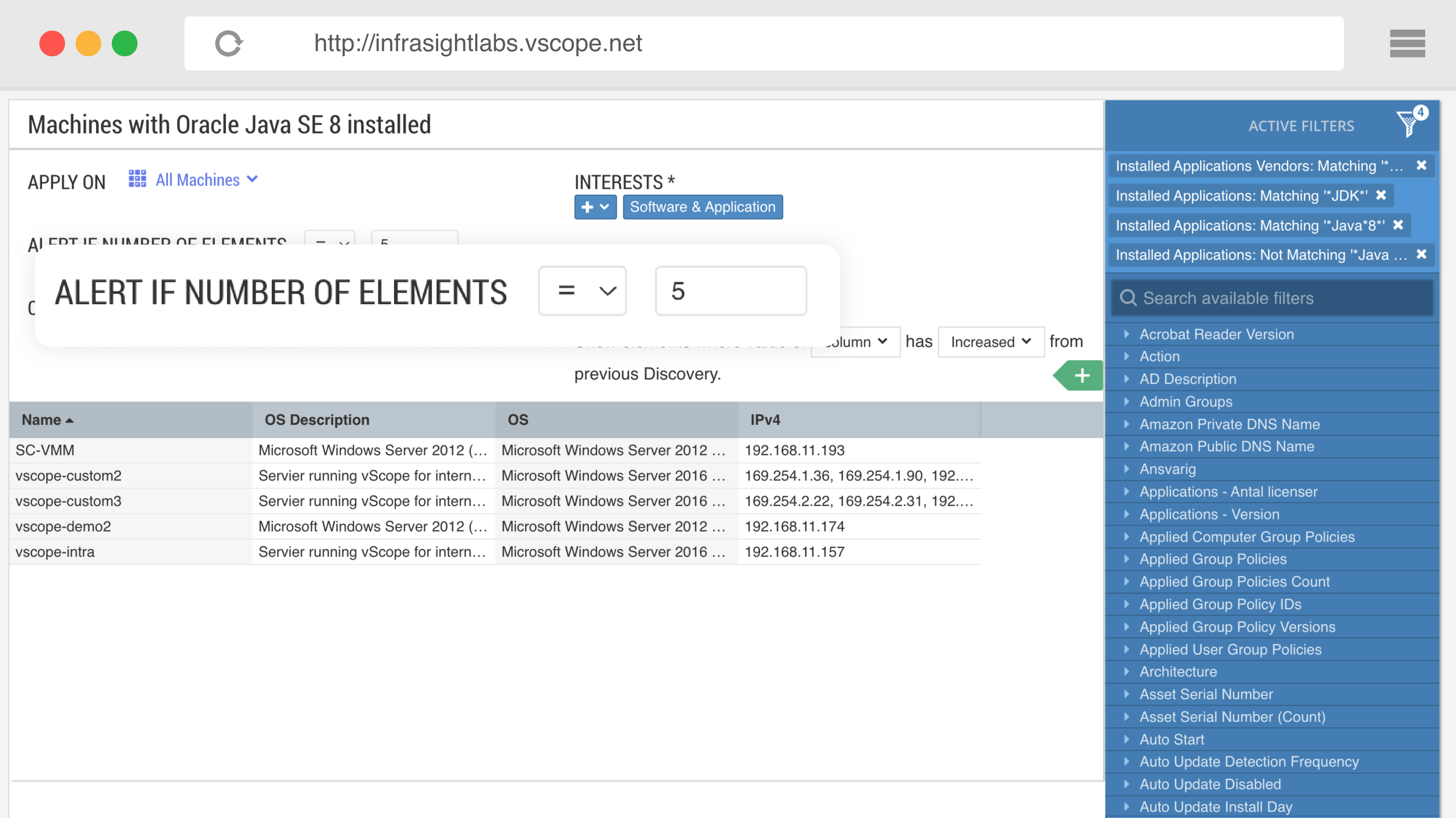 Shows how to create custom alerts in vScope