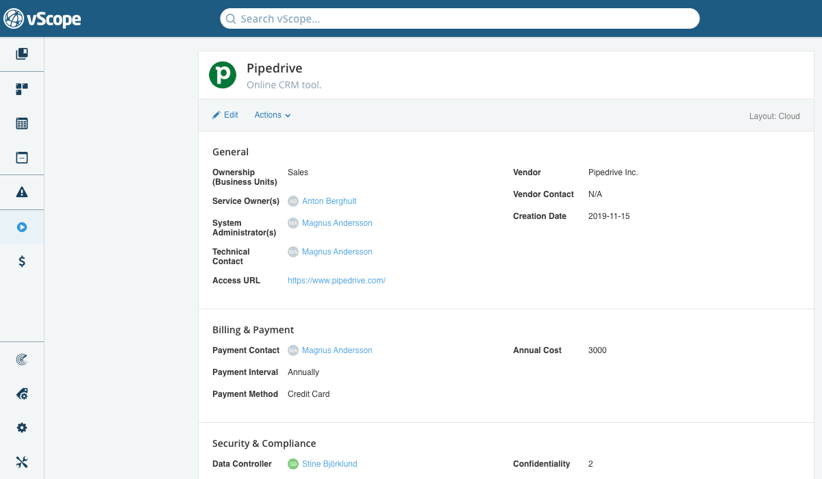 IT Service Documentation Template in vScope